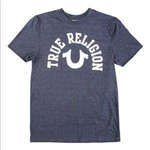 Women's TRUE RELIGION Loungewear Dark Gray Graphic Logo T-Shirt Small